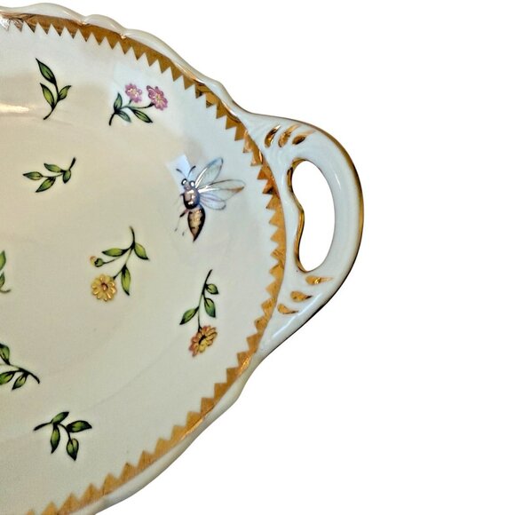 Godinger Primavera Pattern Serving Dish Butterfly Bee Ladybug Gold Plated 7" - Picture 5 of 10